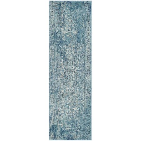 SAFAVIEH Evoke Power Loomed Runner Rug, Blue and Ivory - 2 ft.-2 in. x 17 ft. EVK256C-217